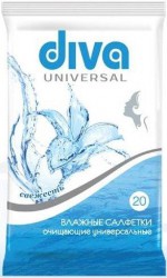 Салфетки влажные очищающие Diva 20 шт.