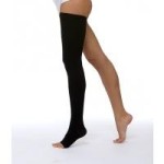 Чулок компрессионный кругловязаный, р. 3 ЧККВ ЦК до бедра 1 класс компрессии с открытым мыском черный