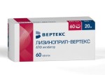 Лизиноприл-Вертекс, таблетки 20 мг 60 шт