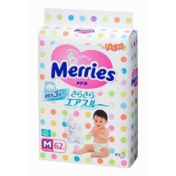 Подгузники 62 шт. Merries 6-11 кг р. m